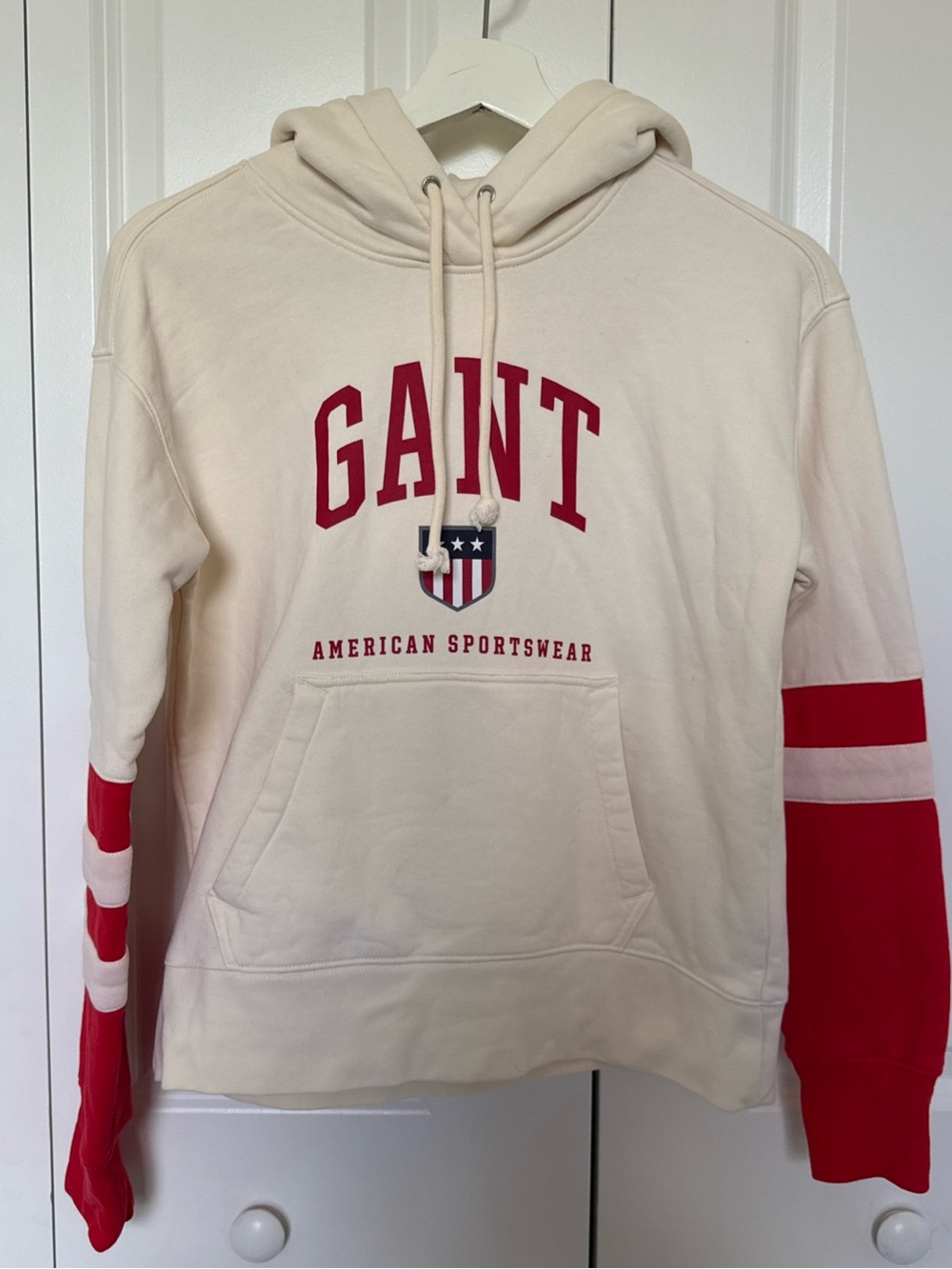 Gant Hoodie Size S Beige Red American USA Sporty Luxury Athleisure
